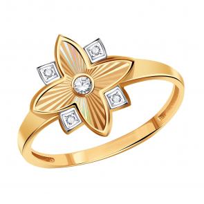 Золотое кольцо Karatov с фианитом Т14261И040 фото