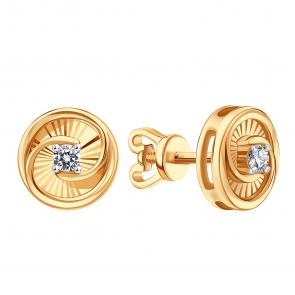 Золотые серьги Karatov с фианитом Т14262Г042 фото