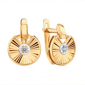 Золотые серьги Karatov с фианитом Т14262Г044 фото
