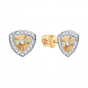 Золотые серьги Karatov с фианитом Т14262Е383 фото
