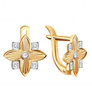 Золотые серьги Karatov с фианитом Т14262Е384 фото