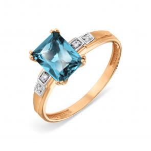 Золотое кольцо Karatov с фианитом и Лондон топазом Т14301А359-01 фото