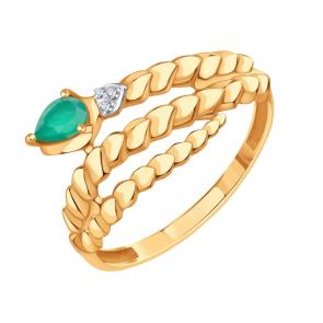 Золотое кольцо Karatov с фианитом и агатом Т14301Б731 фото