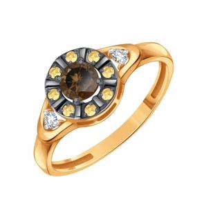 Золотое кольцо Karatov с фианитом и раухтопазом Т14301Б829 фото