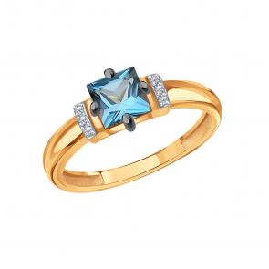 Золотое кольцо Karatov с фианитом и Лондон топазом Т14301Б939 фото