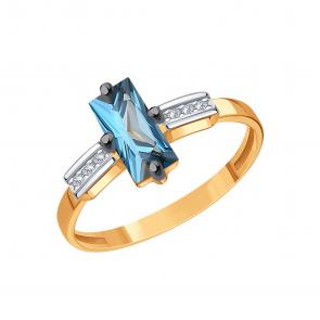 Золотое кольцо Karatov с фианитом и Лондон топазом Т14301Б940 фото