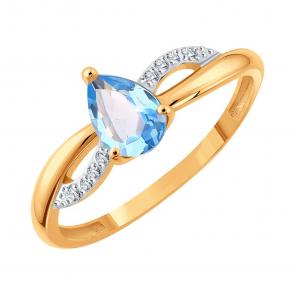 Золотое кольцо Karatov с топазом и фианитом Т14301Д929 фото