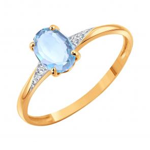 Золотое кольцо Karatov с топазом, фианитом и аметистом Т14301Д931 фото