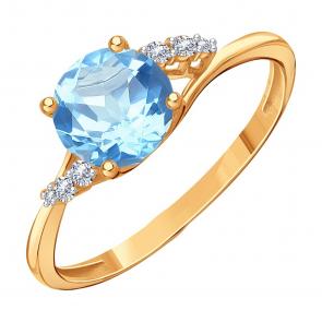 Золотое кольцо Karatov с топазом и фианитом Т14301Д959 фото