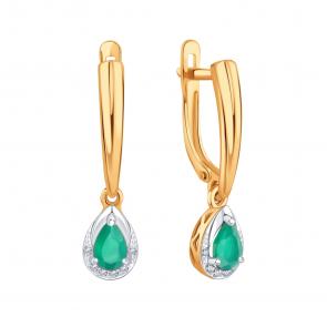 Золотые серьги Karatov с фианитом и агатом Т14302В941 фото