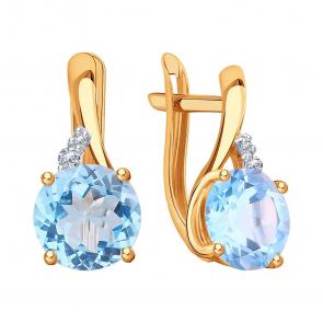 Золотые серьги Karatov с топазом и фианитом Т14302Е303 фото