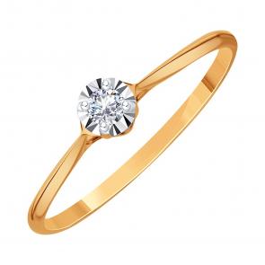 Золотое кольцо Karatov с бриллиантом Т14561Д375 фото
