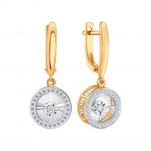 Золотые серьги Karatov с танцующим бриллиантом Т14562В356 фото
