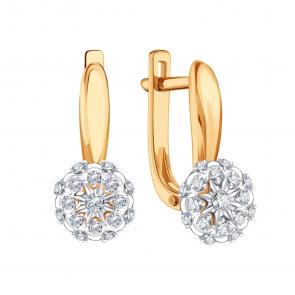 Золотые серьги Karatov с бриллиантом Т14562В493 фото