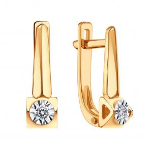 Золотые серьги Karatov с бриллиантом Т14562Г131 фото