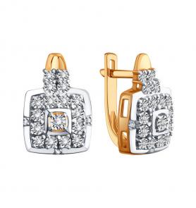 Золотые серьги Karatov с бриллиантом Т14562Г651 фото