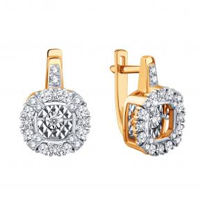 Золотые серьги Karatov с бриллиантом Т14562Е008-01 фото