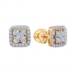 Золотые серьги Karatov с бриллиантом Т14562Е064 фото