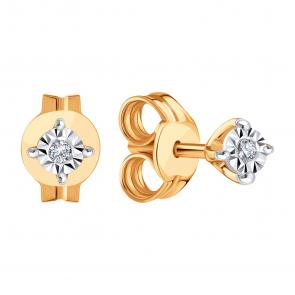 Золотые серьги Karatov с бриллиантом Т14562Е300 фото