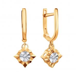 Золотые серьги Karatov с бриллиантом Т14562Е410 фото