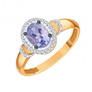 Золотое кольцо Karatov с бриллиантом и танзанитом Т14601А393-01 фото