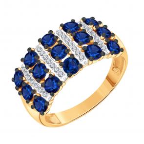 Золотое кольцо Karatov с бриллиантом и сапфиром Т14601Б475 фото