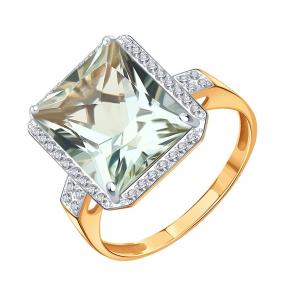 Золотое кольцо Karatov с аметистом и бриллиантом Т14601Б486 фото