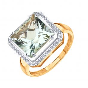 Золотое кольцо Karatov с аметистом и бриллиантом Т14601Б488 фото