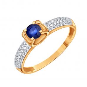 Золотое кольцо Karatov с бриллиантом и сапфиром Т14601Б544-01-02 фото