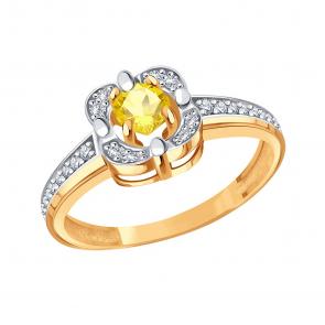 Золотое кольцо Karatov с бриллиантом и сапфиром Т14601Д156 фото