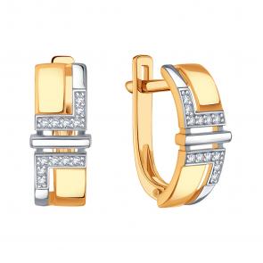 Золотые серьги Karatov с бриллиантом Т14602В707 фото