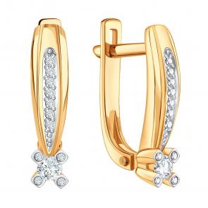 Золотые серьги Karatov с бриллиантом Т14602Г181 фото