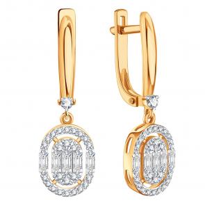 Золотые серьги Karatov с бриллиантом Т14602Г290 фото