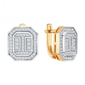 Золотые серьги Karatov с бриллиантом Т14602Г339 фото