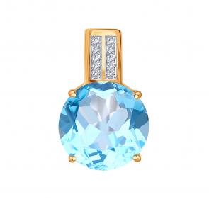 Золотая подвеска Karatov с топазом и бриллиантом Т146035889-01 фото