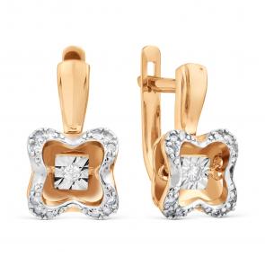 Золотые серьги Karatov с танцующим бриллиантом Т146629930 фото