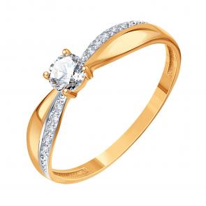 Золотое кольцо Karatov с фианитом Т14701А316 фото