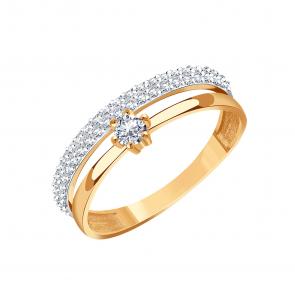 Золотое кольцо Karatov с фианитом Т14701Б400 фото