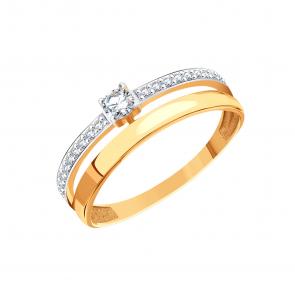 Золотое кольцо Karatov с фианитом Т14701Б401 фото