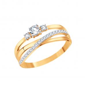 Золотое кольцо Karatov с фианитом Т14701Б403 фото
