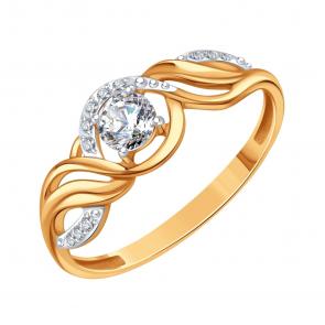 Золотое кольцо Karatov с фианитом Т14701Б688 фото