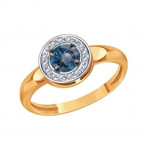 Золотое кольцо Karatov с фианитом и Лондон топазом Т14701Б934 фото