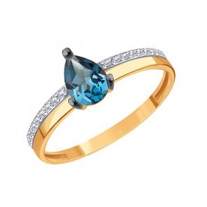 Золотое кольцо Karatov с фианитом и Лондон топазом Т14701Б936 фото