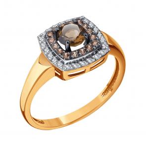 Золотое кольцо Karatov с фианитом и раухтопазом Т14701Д697 фото