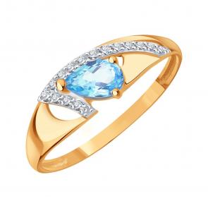 Золотое кольцо Karatov с топазом и фианитом Т14701Д833 фото