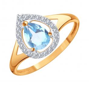 Золотое кольцо Karatov с топазом и фианитом Т14701Д835 фото