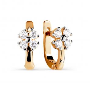 Золотые серьги Karatov с фианитом Т147026229 фото