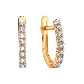 Золотые серьги Karatov с фианитом Т147027392 фото