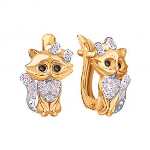 Золотые серьги Karatov с фианитом Т147029954 фото