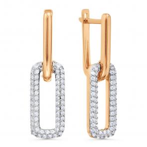 Золотые серьги Karatov с фианитом Т14702В036 фото